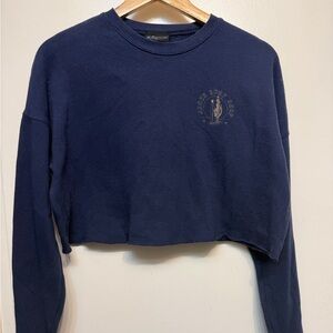 Women's Navy Blue Cropped Sweatshirt